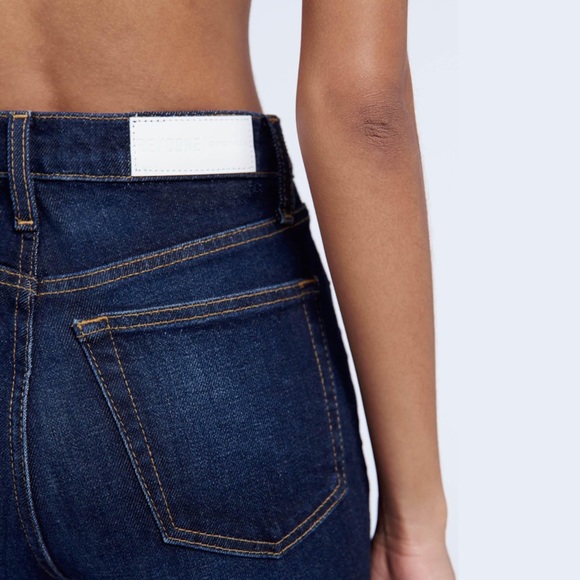 nwt re/donehigh rise 70s stove pipe crop jean 26
